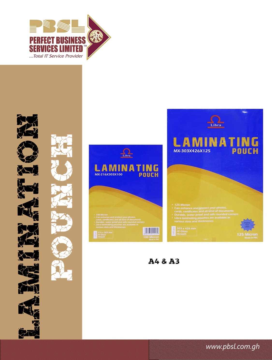 Lamination Products catalogue cover